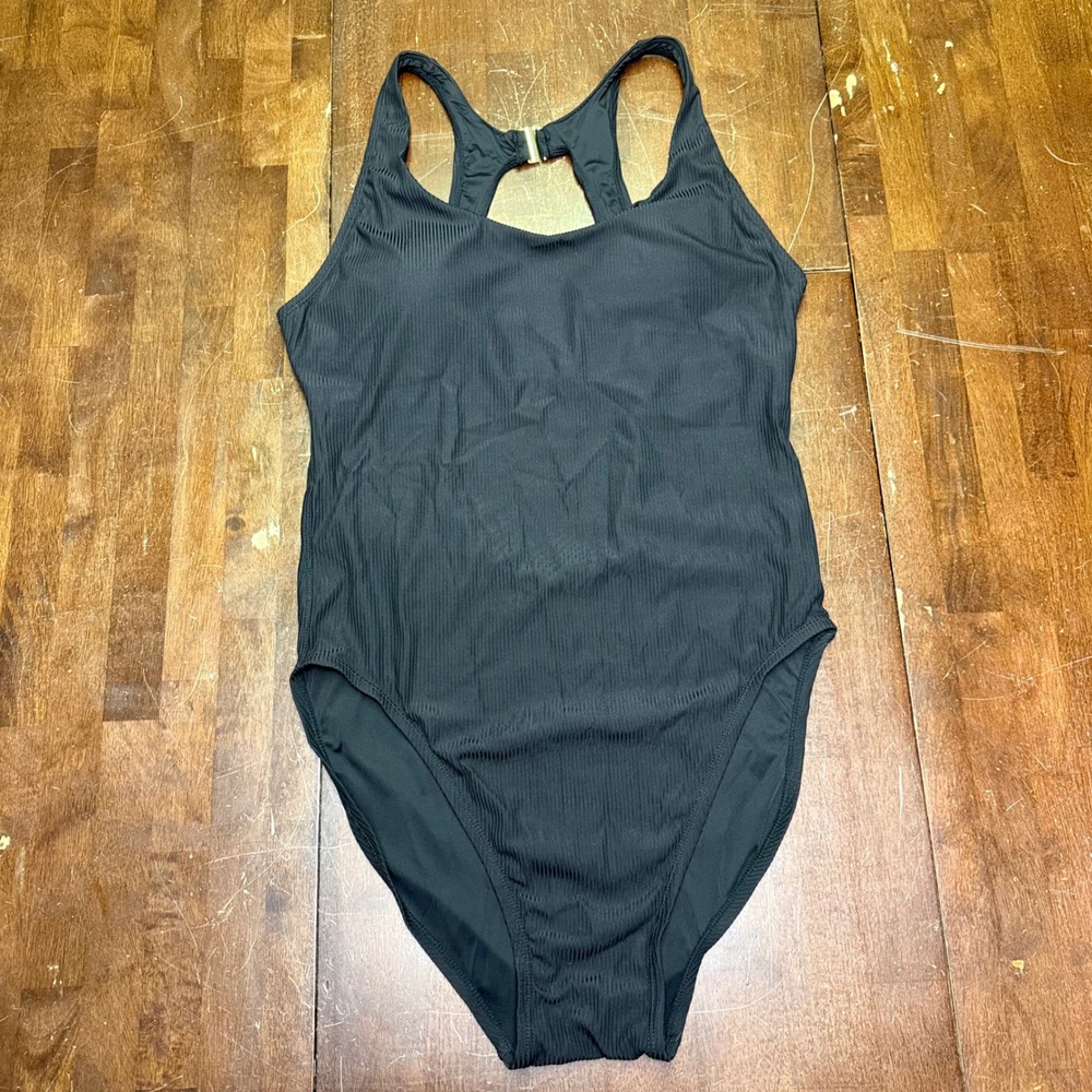 Andie One Piece Swimsuit Women XXXL Black Ribbed Racerback Open Back